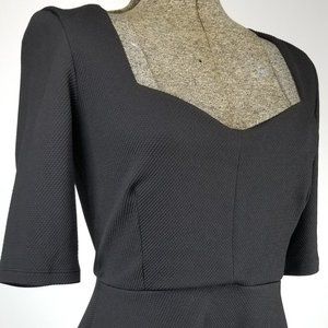 Black Stretch Partial Sleeve Peplum Top H&M Size M